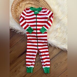 Hanna Anderson Red White Stripe Christmas One Piece Pajamas Size 18-24 Months